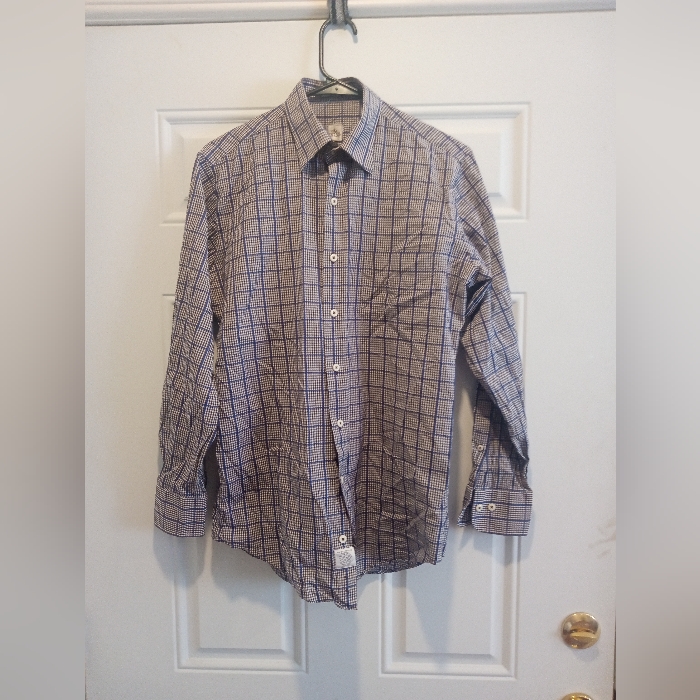 Peter Millar Men's Crown Checked Dress Shirt In Blue And White